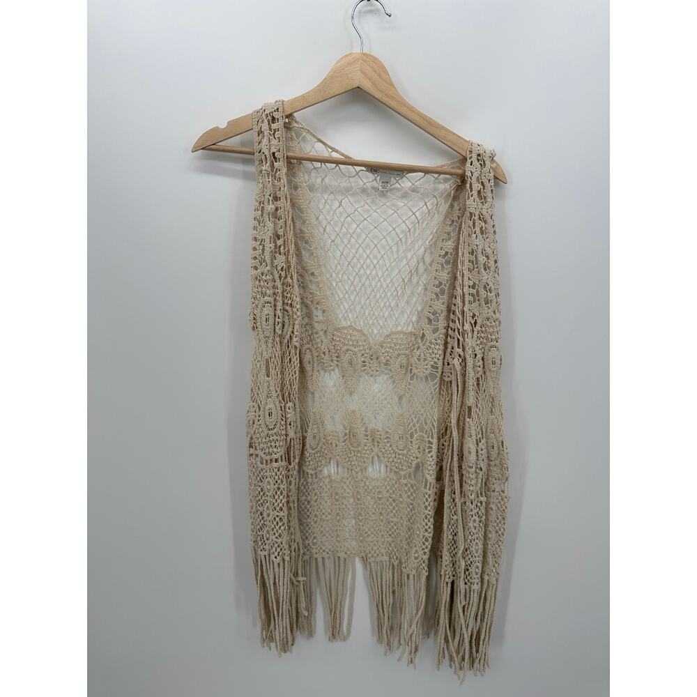 Cato Womens Crotchet Cardigan Womens 26/28 Cream Boho Sleeveless Festival